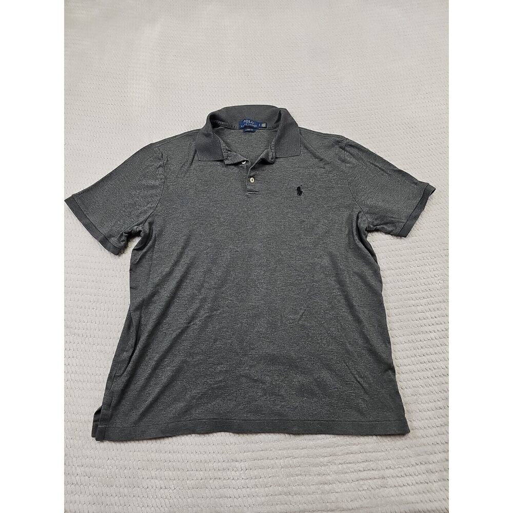 Polo Ralph Lauren Shirt Mens Large Gray Short Sleeve Polo Shirt Classic Fit